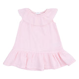 Solid Muslin Ballerina Circle Neck Ruffle Dress