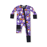 Costumed Ghosts Purple Glow In The Dark 2 Way Zipper Romper