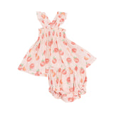 Sweet Peach Ruffle Strap Smocked Top And Diaper Cover