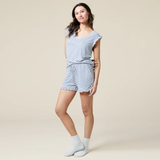 Dream Ruffle Indigo and White Top and Short Set