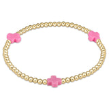Extends Signature Cross Gold Pattern 3mm Bracelet Bright Pink