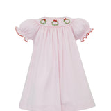 Wreath Pink Knit Bishop Dress