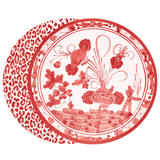 Red Vida Faenza and Cheetah Reversible Round Placemats