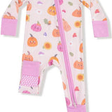 Autumn Pumpkins Pink 2 Way Zipper Romper