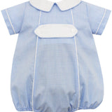 Light Blue Gingham Boy's Short Bubble