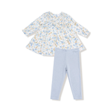 Sweet Rose Calico Smocked Ruffle L/S Dress + Ribbed Legging