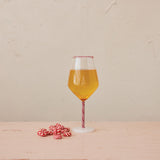 Red Striped Rim Stemmed Wine Glass