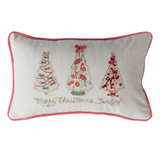 Merry Christmas Lumbar Pillow with Christmas Trees