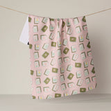 Flower Tiles Tea Towel - Pink