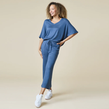 Indigo Dream Relaxed V-Neck with Capri Lounge Set