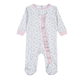 Bella Pink Floral Zipper Footie