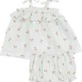 Cherry Stripe Ruffle Top & Bloomer
