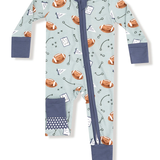 Touchdown Time Grey Mist 2 Way Zipper Romper