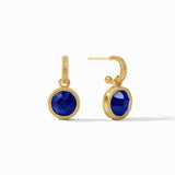 Iridescent Sapphire Blue Fleur-de-Lis Hoop & Charm Earring