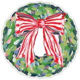 Lauren Dunn Wreath with Red and White Striped Bow Posh Die-Cut Placemats