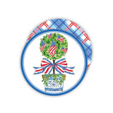 Handpainted Patriotic Topiary Round Coaster