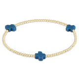 Signature Cross Gold 2mm Bead Bracelet Cobalt
