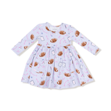 Touchdown Time Lavender Twirly L/S Dress