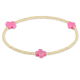 Signature Cross Gold 2mm Bead Bracelet Bright Pink