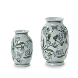 Green & White Chinoiserie Vase
