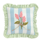 Blue Check Emb Floral Pillow