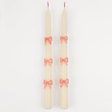 Pink Bow Taper Candles