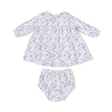 Country Girl Floral Simple L/S Peter Pan Collar Dress + Diaper Cover