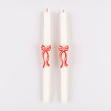 Red Stripy Bow Table Candles