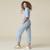 Indigo & White Dream Relaxed V-Neck with Capri Lounge Set