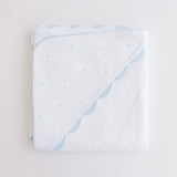 Blue Embroidered Dot Hooded Towel