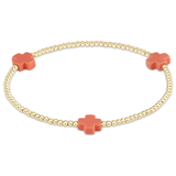 Signature Cross Gold 2mm Bead Bracelet Coral