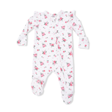 Pink Rosettes 2 Way Ruffle Sleeve Zipper Footie