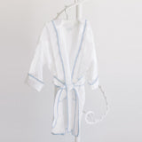 White with Blue Trim Bathrobe