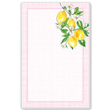 Lemons Pink Gingham Border Large Notepad-Handpainted