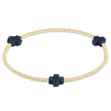Signature Cross Gold 2mm Bead Bracelet Navy