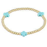 Signature Cross Gold Pattern 3mm Bead Turquoise