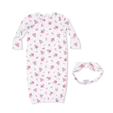 Pink Rosettes Kimono Gown & Knot Headband