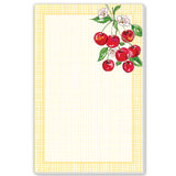 Cherries Yellow Gingham Large Notepad-Handpainted