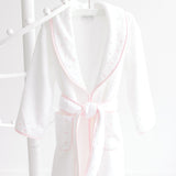 White with Pink Dots Bathrobe