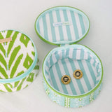 Rosemary Stripe Blue Round Jewelry Case
