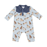 Horses Blue L/S Cowboy Romper