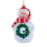 Glittered Snowman with Wreath