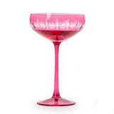 Sparkling Cut Pink Hand Engraved Coupe Wine Glasses