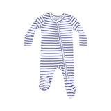 Vintage Stripe Blue 2 Way Zipper Footie