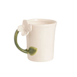 White Flower Handle Mug