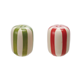 Red & Green Stripe Salt & Pepper Shakers
