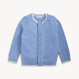 Crew Neck Cardigan W Tipping Light Blue