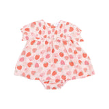 Strawberry Bliss Smocked Ruffle Bubble W/ Skirt