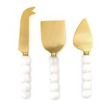 Beaded White Cheese Knives S/3