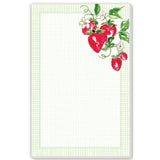 Strawberries Green Gingham Large Notepad-Handpainted